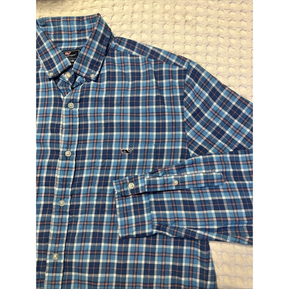 Vineyard Vines Other - Vineyard Vines Performance Classic Fit Tucker Shirt Mens Large Blue Plaid Whale